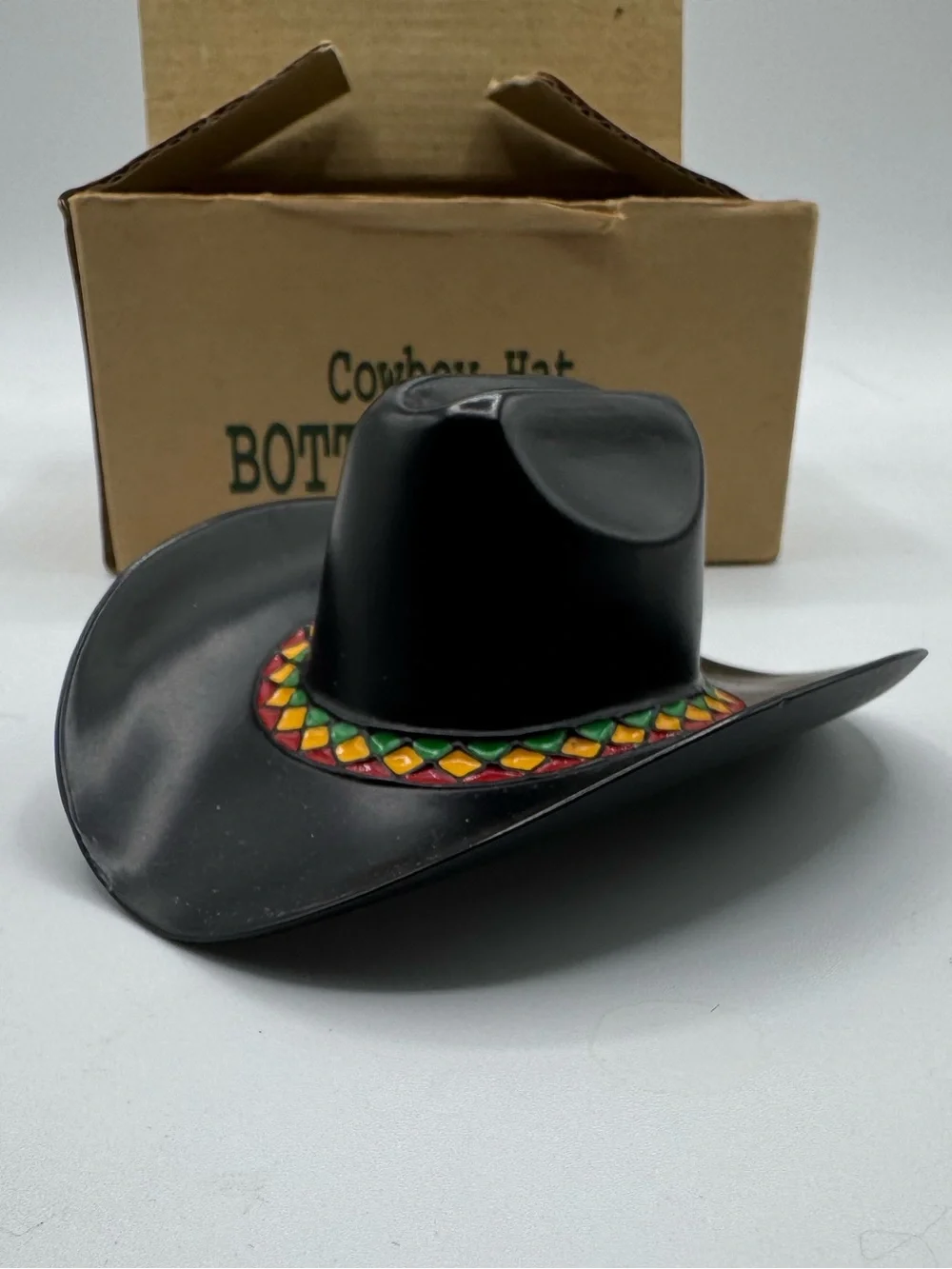 Vtg Department 56 Black Cowboy Hat Bottle Opener Stetson Hat Western Wear Beer